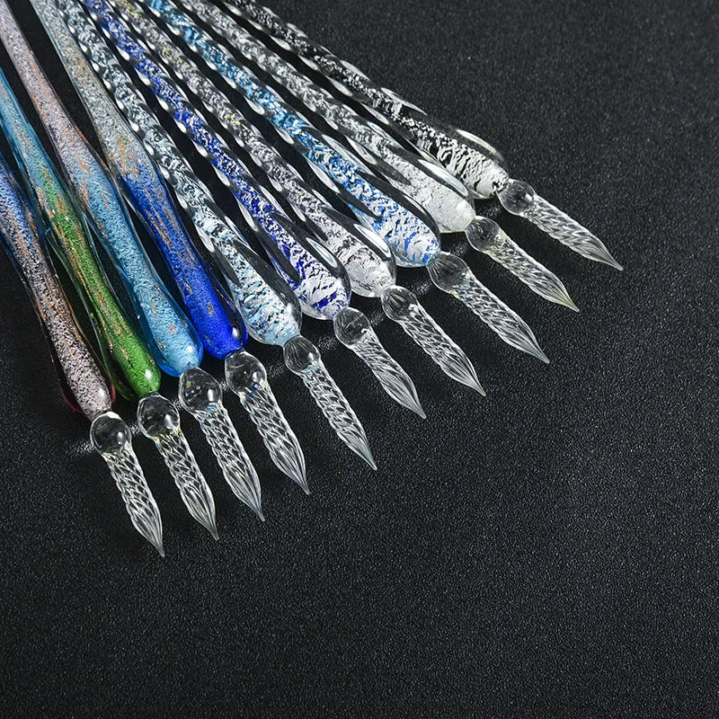 Crystal Glass Dip Pen Set with Ink & Gift Box | Calligraphy Glass Dip Pen Set Axl