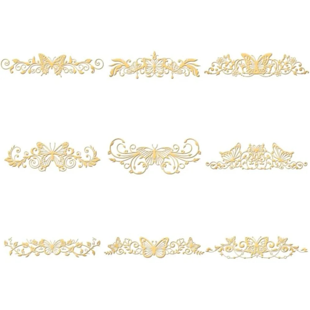 9-Pack Golden Butterfly Scroll Metal Epoxy Stickers – DIY Craft Craft Embellishment Stickers Axl AECH04-18962
