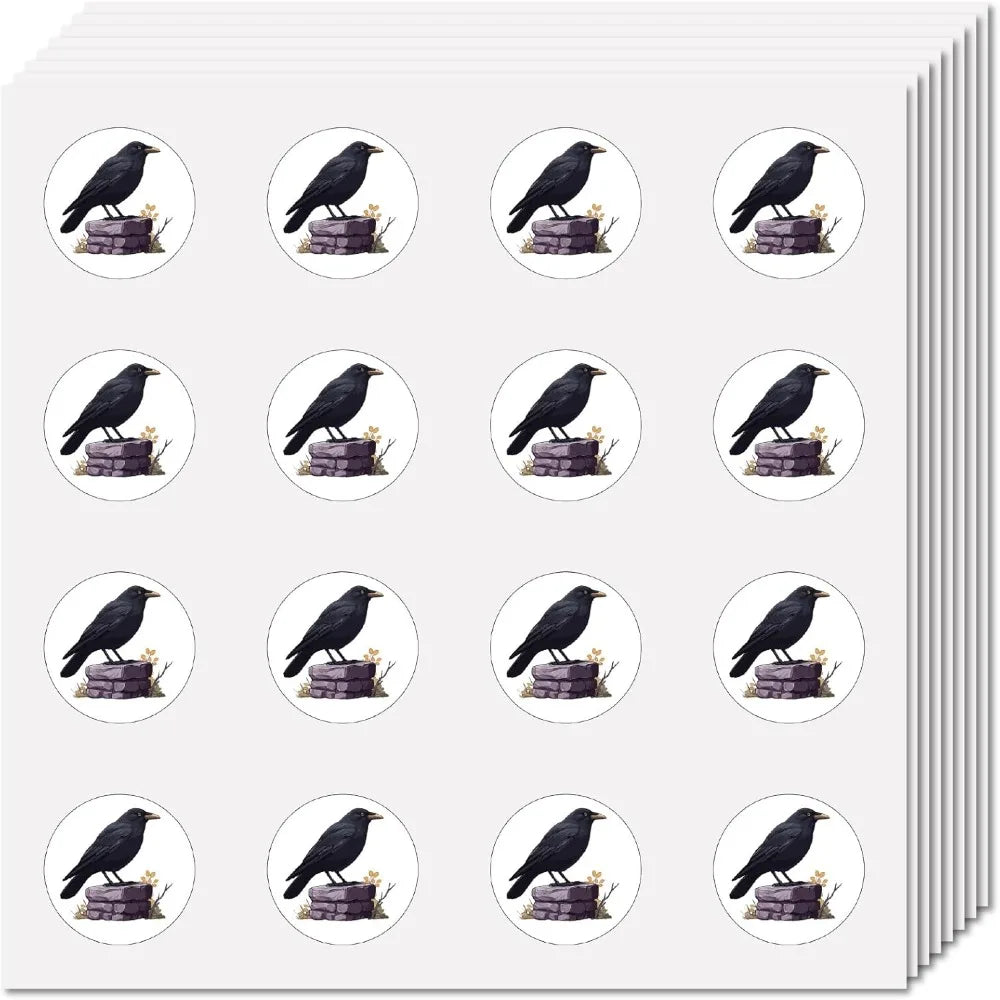 128 Pcs Raven Cartoon Stickers – Waterproof Round Decals Decorative Stickers Axl AECH04-17900