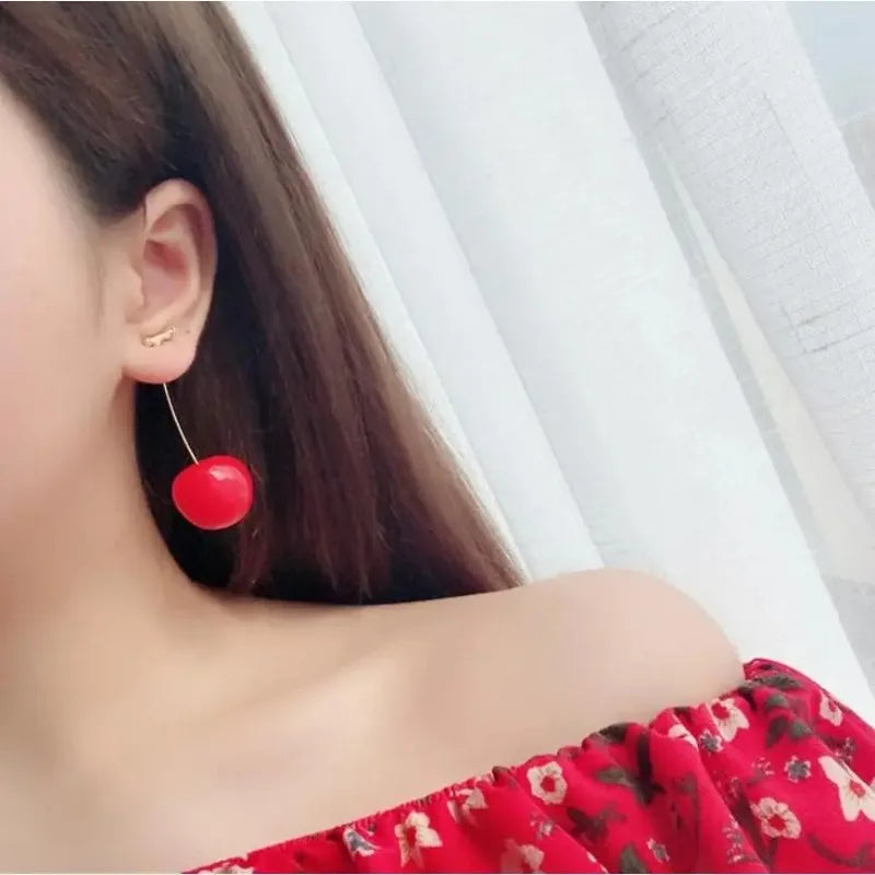 Red Cherry Drop Earrings – Cute Fruit Stud Women's Jewelry Fashion Drop Earrings Axl