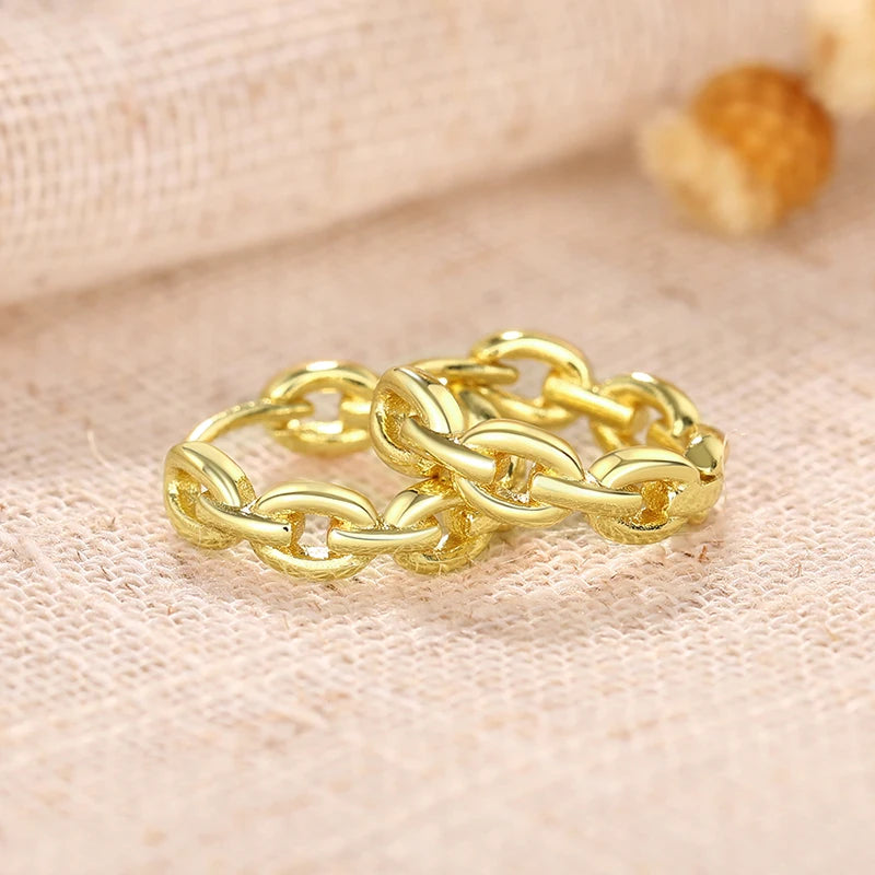 Huitan Gold Chain Hoop Earrings – Geometric Women's Jewelry Hoop Earrings Axl