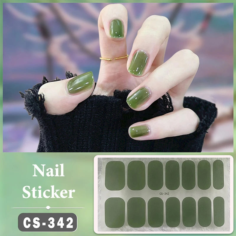 Waterproof Full Cover Nail Wraps – No-Lamp Nail Stickers 14pc Nail Art Wraps Axl