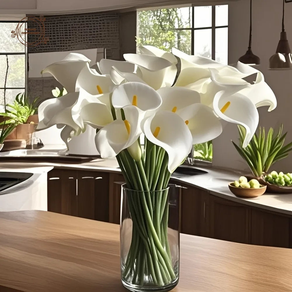 13pc PU Real Touch Artificial Calla Lily Bouquet – Wedding Decor Artificial Flower Bouquet Axl