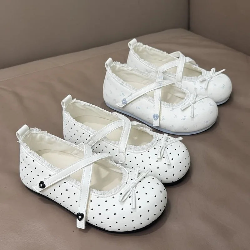 Women's Polka Dot Bow Mary Jane Ballet Flats | Non-Slip Ballet Flat Shoes Axl