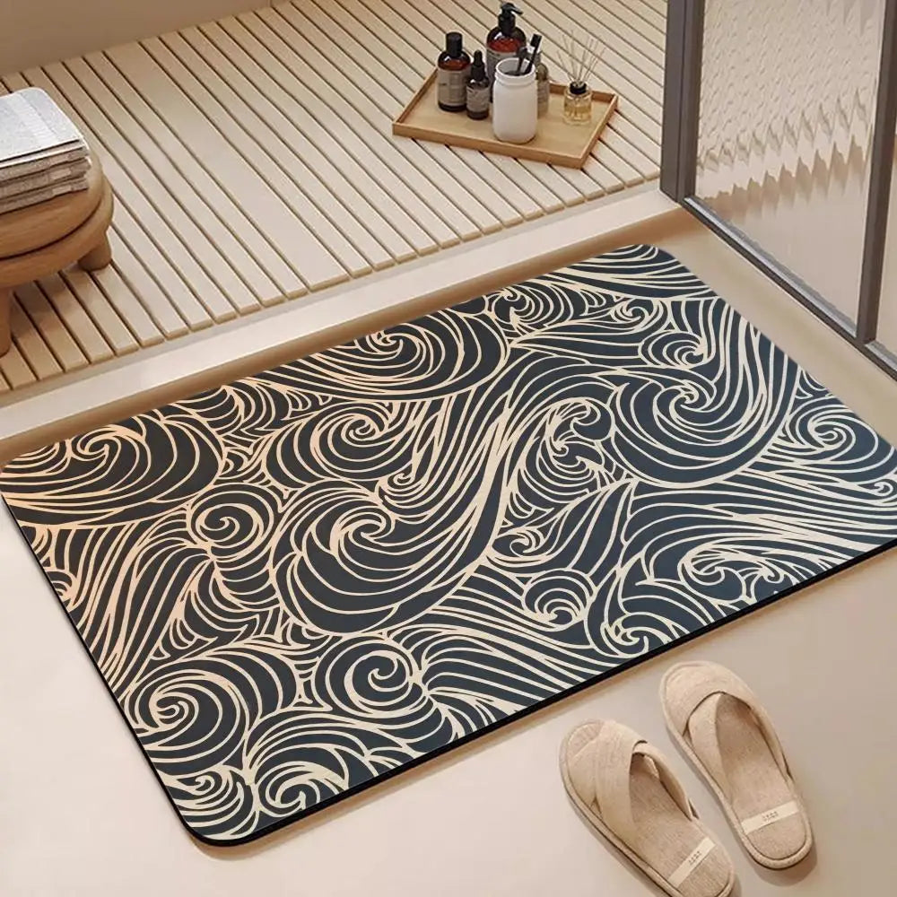 Japanese Seigaiha Diatomite Bath Mat – Quick Dry & Non-Slip Diatomite Bath Mat Axl