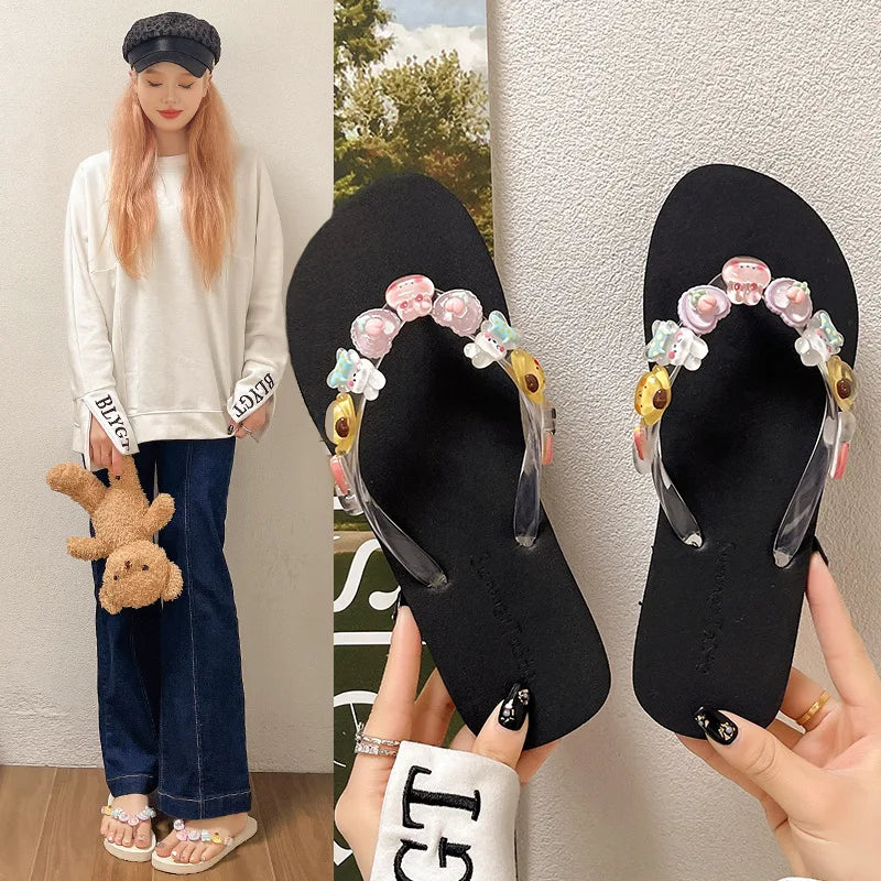 Women's Transparent Flower Flip Flops – Anti-Slip Beach Sandals Beach Flip Flops Axl