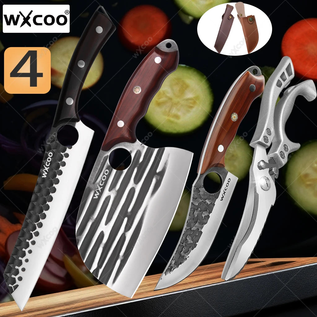 WXCOO Forged Chef's Knife Set – 5Cr15MOV Stainless Steel Kitchen Knife Set Axl