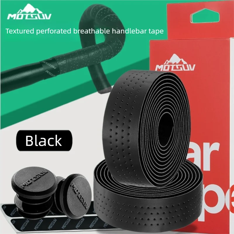 Rubber Bike Handlebar Tape – Perforated Non-Slip Road Cycling Handlebar Tape Axl Black