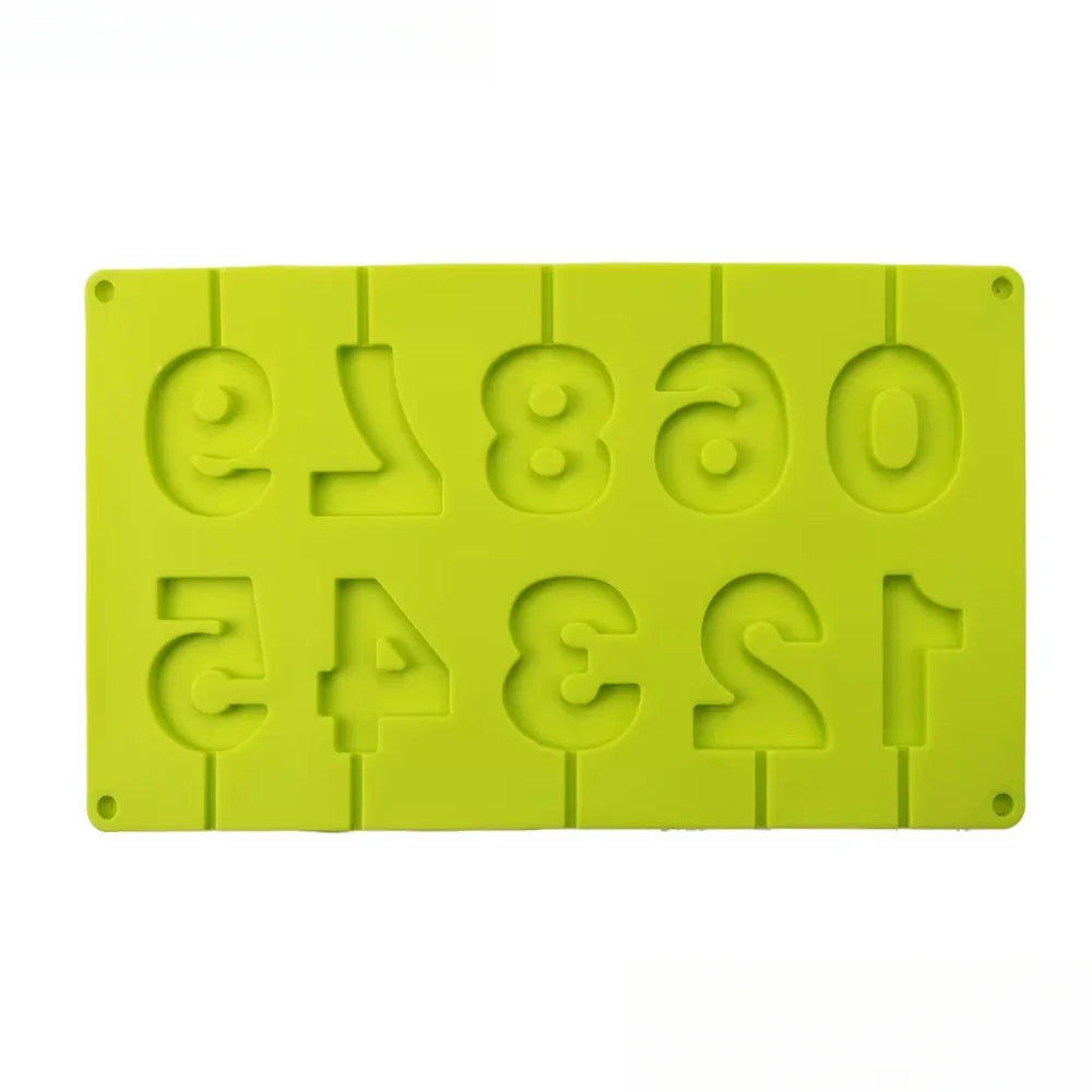 Silicone Number Mold 0–9 | Chocolate, Candy & Cake Baking Silicone Baking Mold Axl green