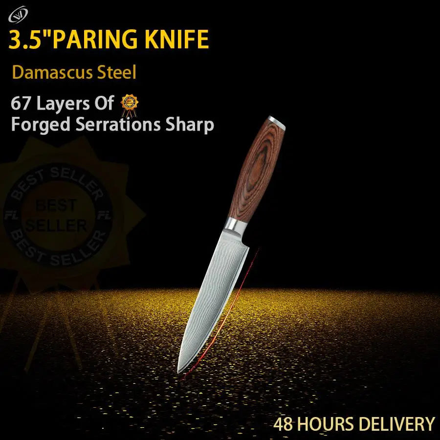 67-Layer Damascus Steel Kitchen Knife Set – Pakkawood Handle Damascus Kitchen Knife Axl Peel knife China Mainland