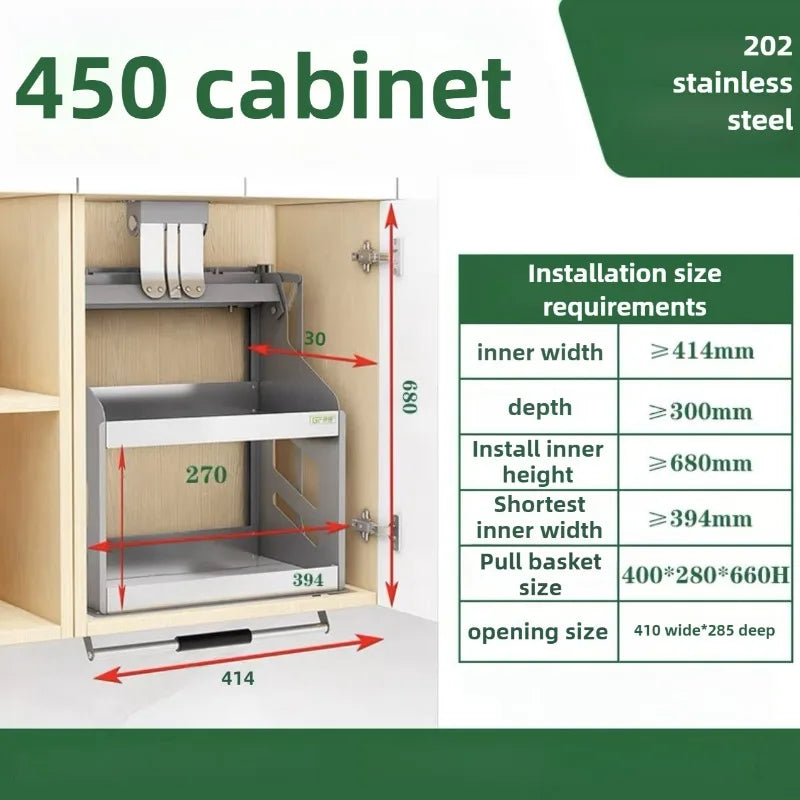 Pull-Down Wall Cabinet Lifting Storage Rack | Kitchen Shelf Cabinet Storage Rack Axl 450 Cabinet Body