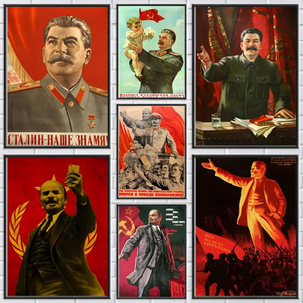 Lenin & Stalin Classical Canvas Wall Art Poster – Unframed Canvas Wall Art Axl