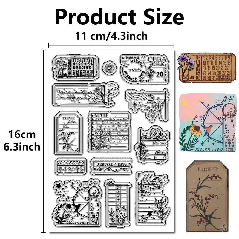 ATC Frames Clear Stamp – Vintage Butterfly & Flowers Journaling Clear Silicone Stamp Axl AECH04-05491