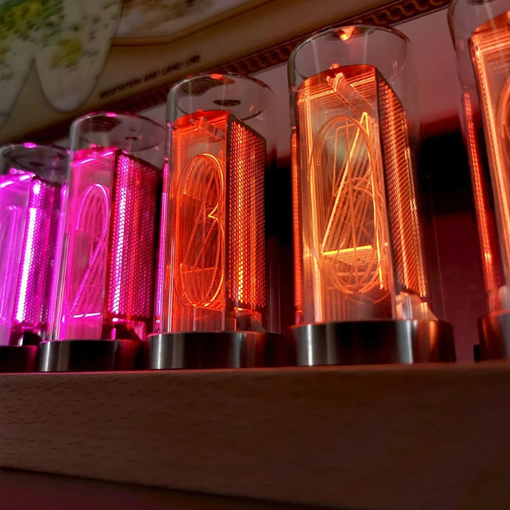 Nixie Tube Clock Wood RGB LED DIY Kit – Cyberpunk Desk Clock Nixie Tube Desk Clock Axl