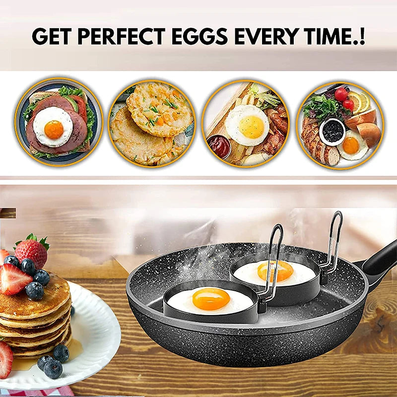 Stainless Steel Egg & Pancake Ring Molds – 4-Size Nonstick Set Egg & Pancake Rings Axl