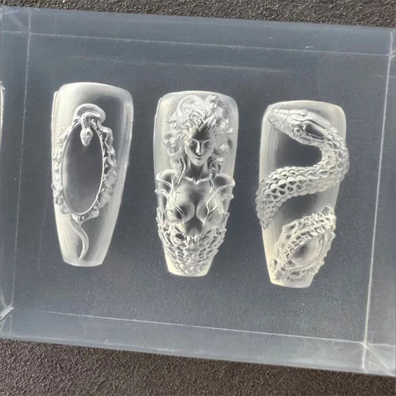 3D Snake Relief Silicone Nail Mold – Nail Art Manicure Tool Nail Art Mold Axl one size