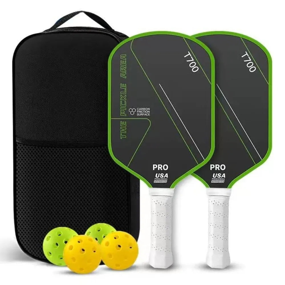 T700 Carbon Fiber Pickleball Paddle 16MM | USAPA Approved Set Pickleball Paddle Axl Green - 7pcs Set