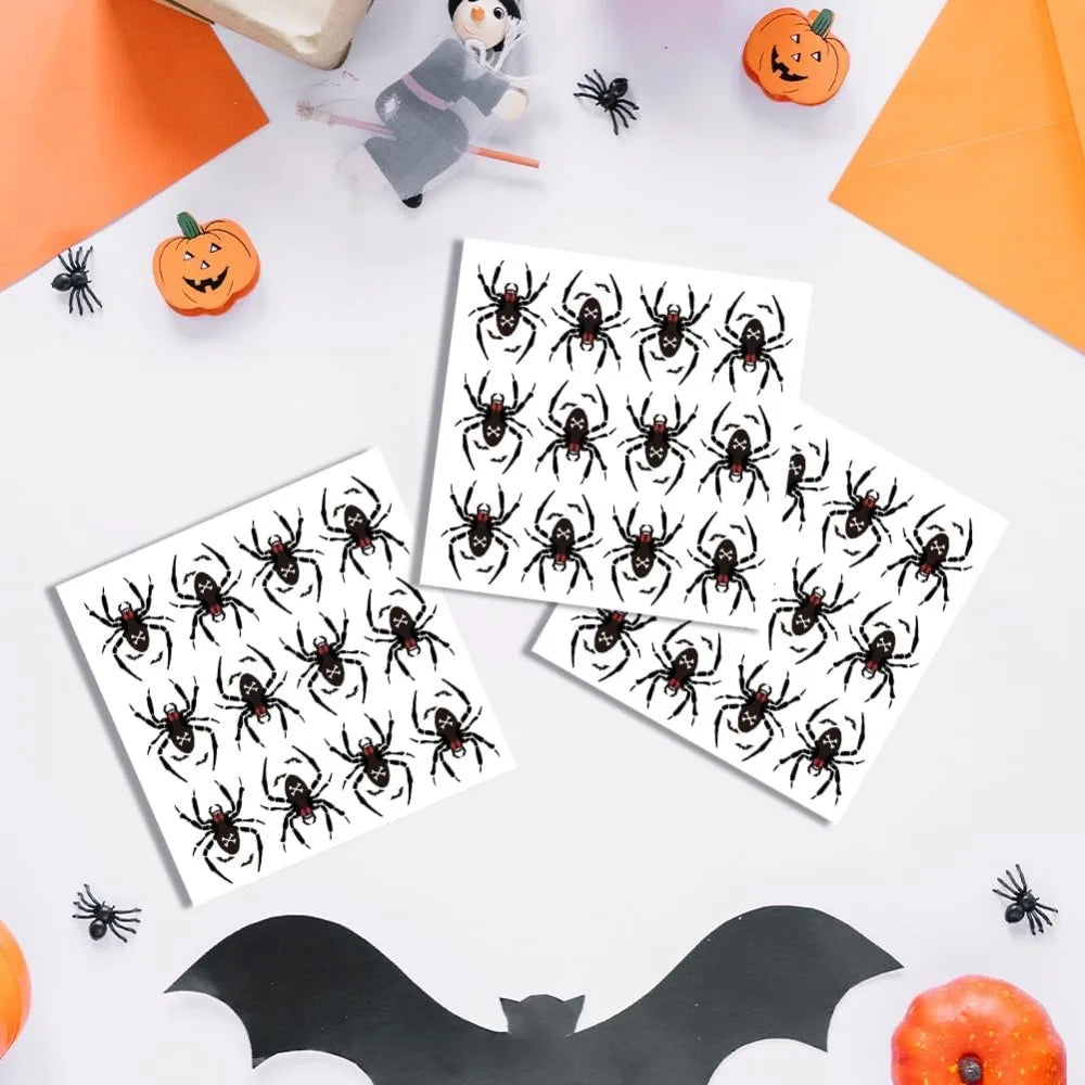 240 Spider Halloween Self-Adhesive Stickers – 12 Patterns Decorative Stickers Axl