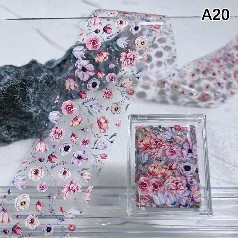 Floral Rose Nail Transfer Foil Stickers – DIY Nail Art Wraps Nail Art Stickers Axl A20