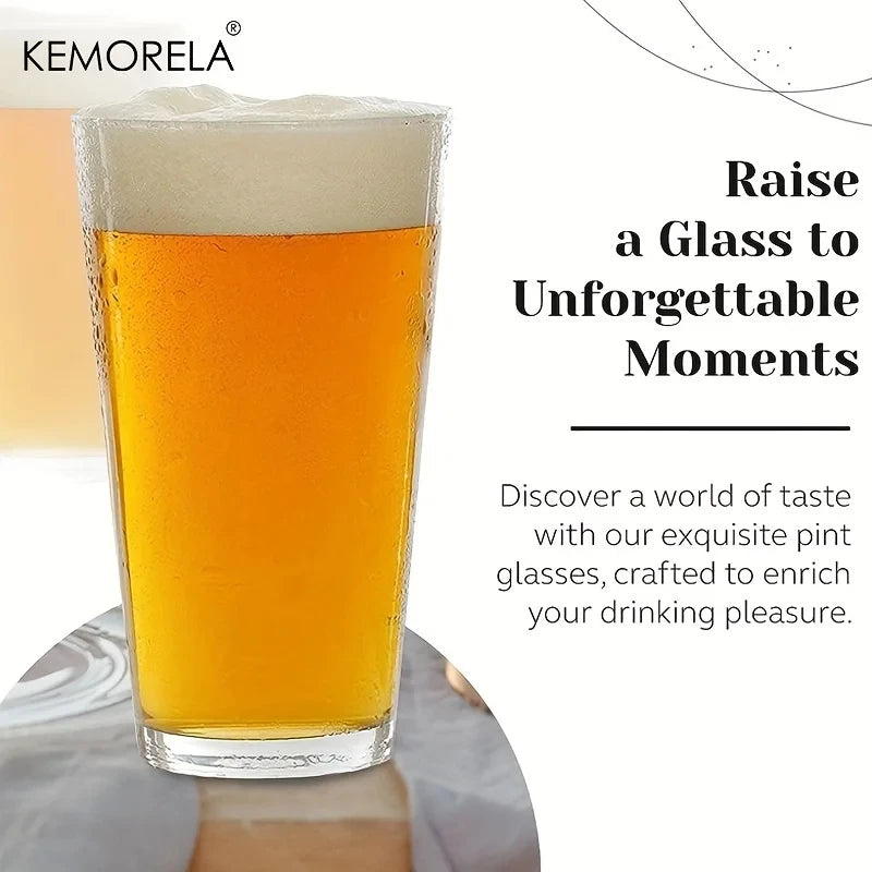 KEMORELA 6-Piece Pint Glasses Set – Dishwasher Safe Drinkware Pint Glass Set Axl