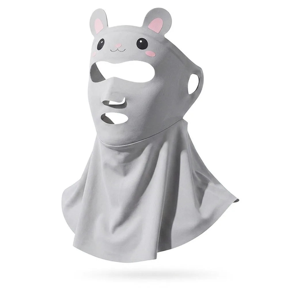 Kids Rabbit UV Face Mask UPF 50+ Cooling Ice Silk Neck Shield Kids Sun Mask Axl Grey
