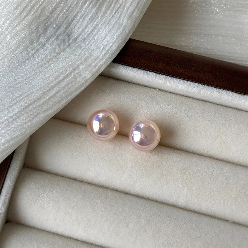 Pink Imitation Pearl Stud Earrings – Elegant Women's Jewelry Pearl Stud Earrings Axl 10mm
