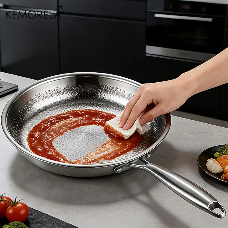 KEMORELA Hammered Steel Non-Stick Skillet 26/28/30cm Induction Non-Stick Skillet Axl