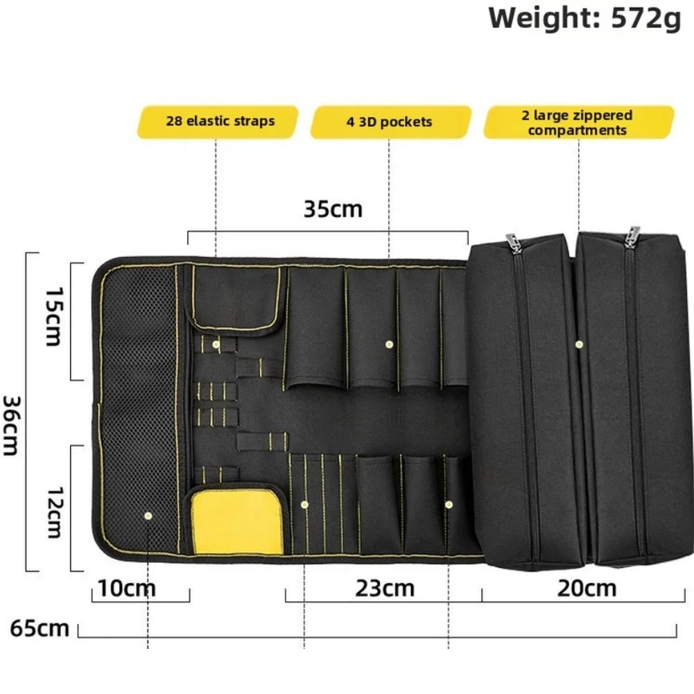 Roll-Up Tool Bag 35-Pocket Canvas Organizer | Electricians Roll-Up Tool Bag Axl