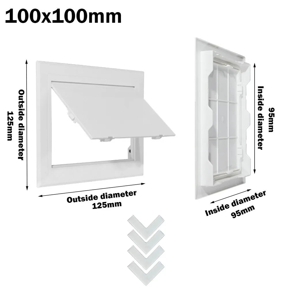White ABS Access Panel Door – Hinged Inspection Hatch Cover Access Panel Door Axl 100x100mm
