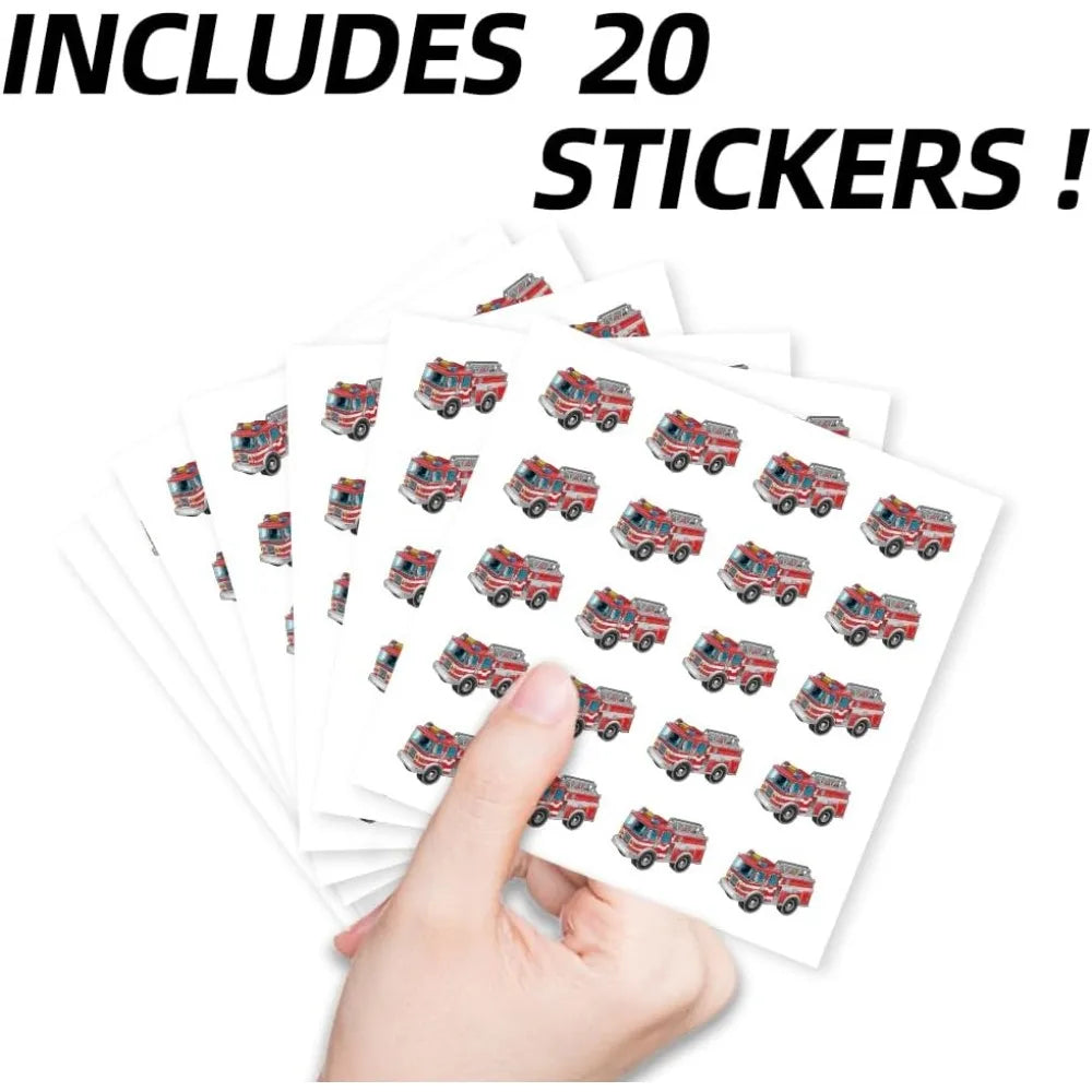 Fire Truck Stickers 400 Pcs – Self-Adhesive 20 Patterns Decorative Sticker Pack Axl