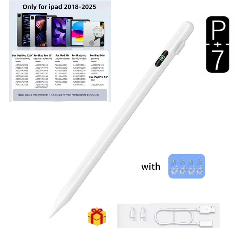 P+7 Active Stylus Pen for iPad – 4 Tips & Battery Display Active Stylus Pen Axl