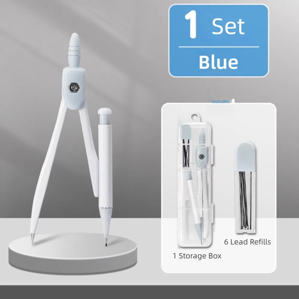 8-Piece Student Geometry Set – Rulers, Compass & Protractor Geometry Drawing Set Axl Blue Compass Set