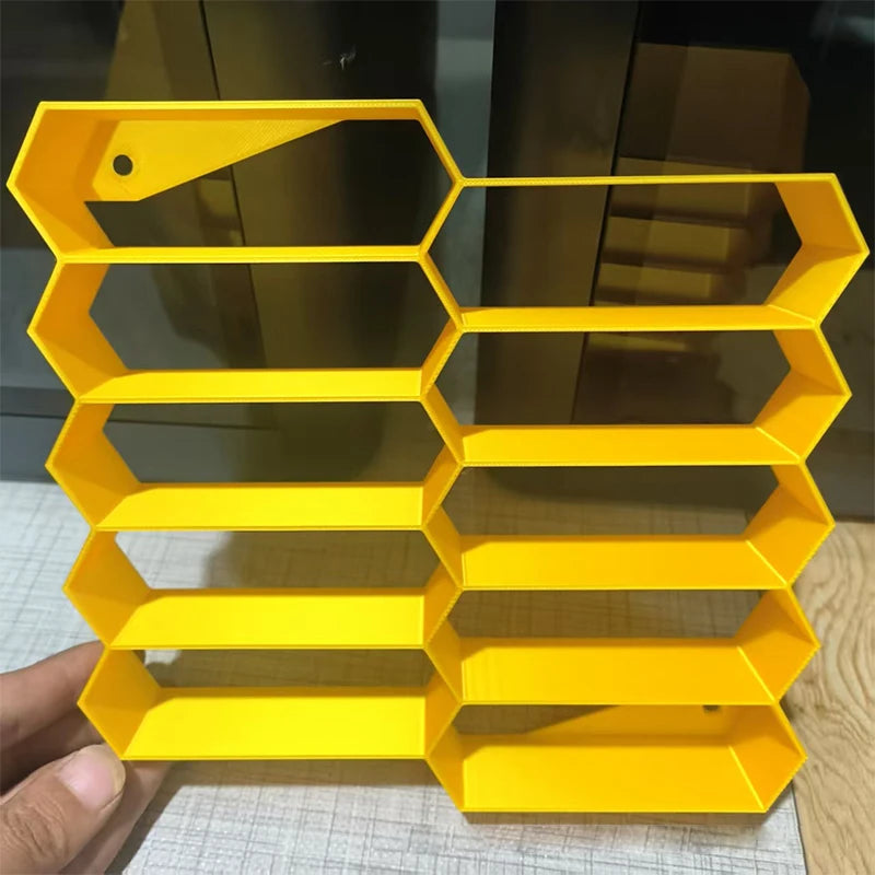 10-Grid 3D Printed Car Model Display Rack & Storage Case Model Car Display Rack Axl Yellow