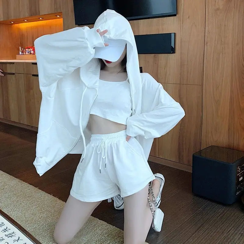 Women's 3-Piece Summer Pajama Set – Sleepwear Shorts & Nightgown Women's Pajama Set Axl WHITE L