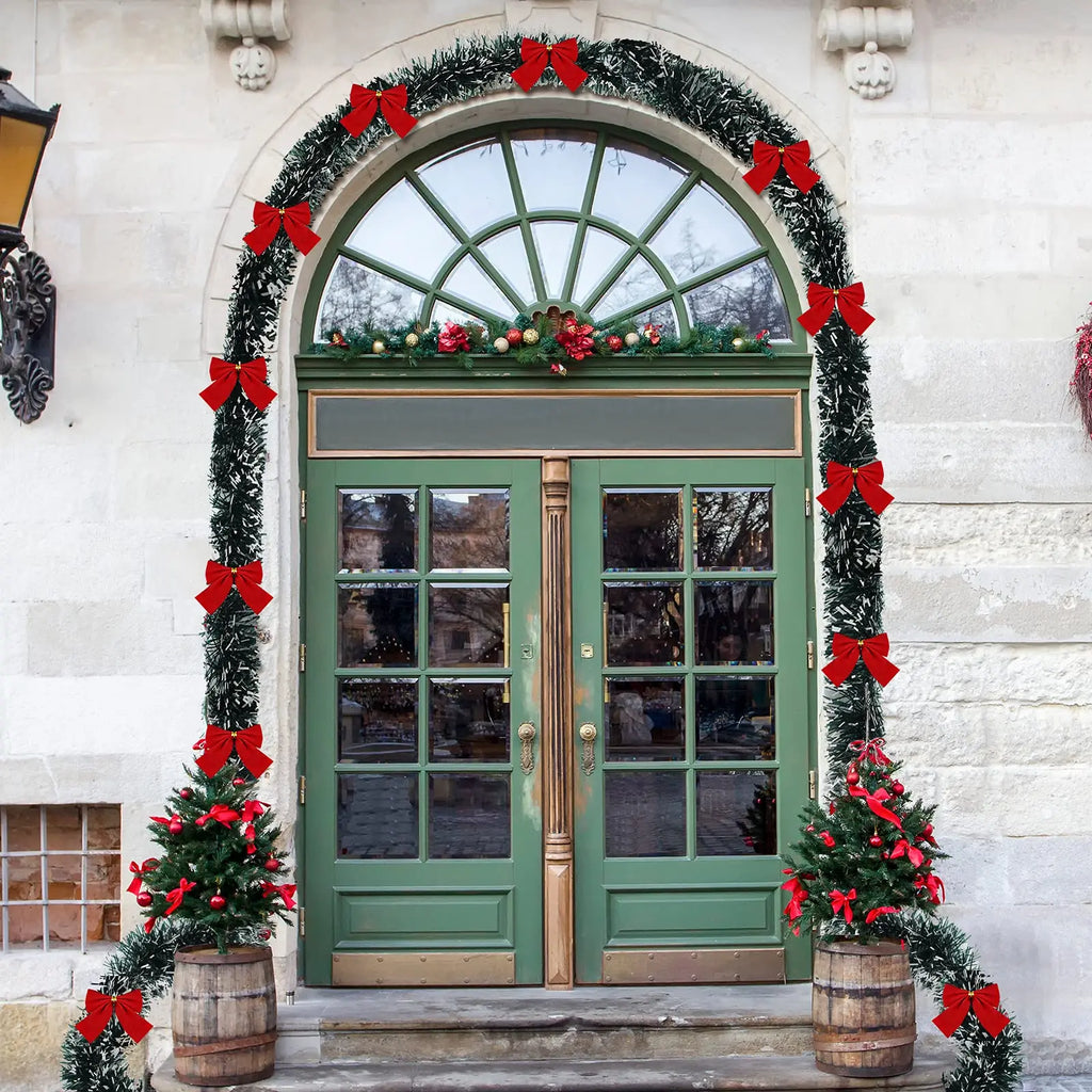 Artificial Christmas Tinsel Garland with Bowknot | Xmas Decor Christmas Tinsel Garland Axl