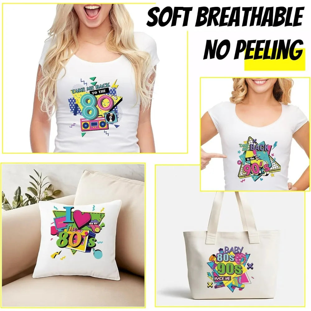 4-Pack 80s 90s Retro Iron-On Heat Transfer Stickers | DIY Tee Iron-On Transfer Patch Axl