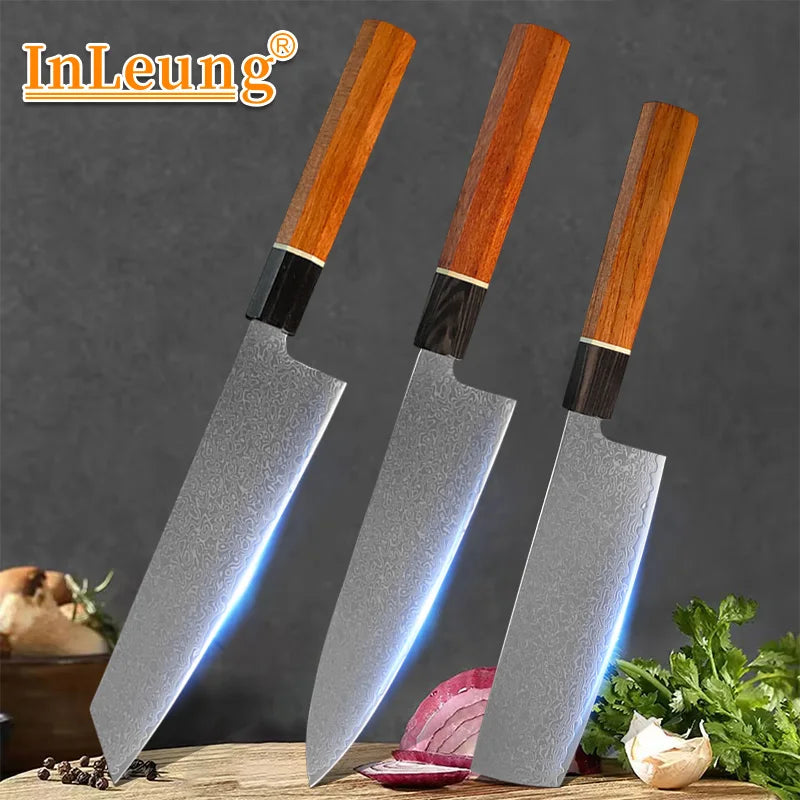 Kiritsuke Damascus Steel Chef Knife – Octagon Wood Handle Damascus Chef Knife Axl