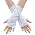 Gothic Black Fingerless Gloves – Punk Ripped Halloween Cosplay Fingerless Gloves Axl WHITE