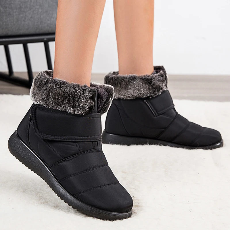 HAJINK Women's Waterproof Plush Ankle Snow Boots – Winter Women's Snow Boots Axl