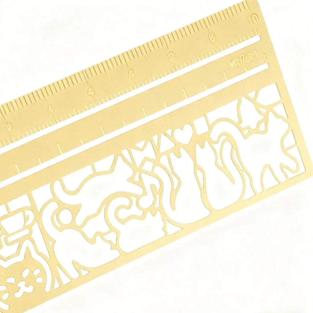 Cute Cat Metal Stencil Ruler – Cartoon Template for School & Office Stencil Ruler Axl