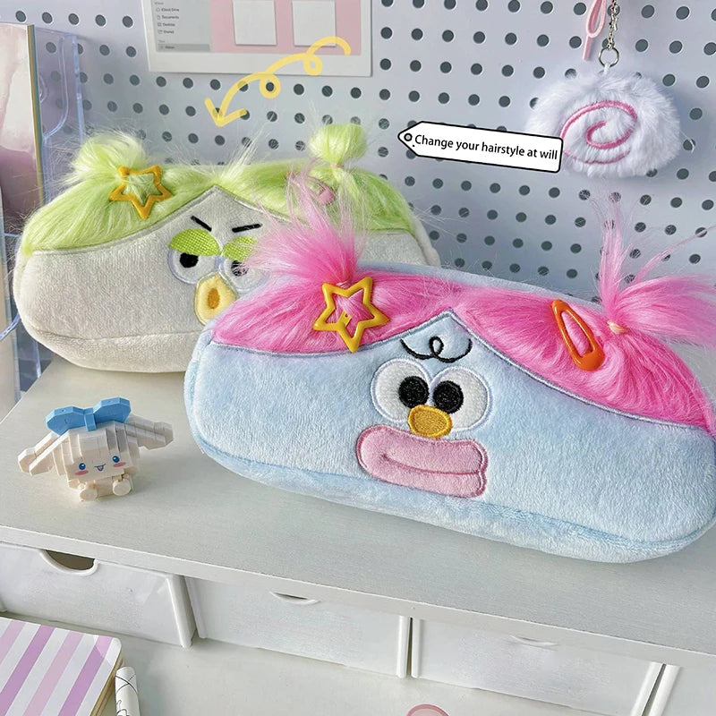 Kawaii Plush Pencil Case – Large Capacity Cartoon Big Mouth Girl Plush Pencil Case Axl