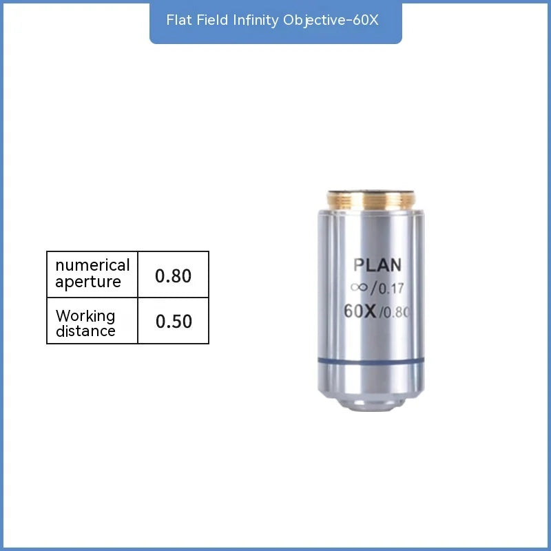 Achromatic Microscope Objective Lens 4X 10X 20X 40X 60X 100X Microscope Objective Lens Axl 60x