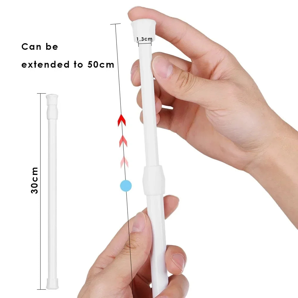 Adjustable Spring Tension Curtain Rod – No-Drill Telescopic Pole Tension Curtain Rod Axl