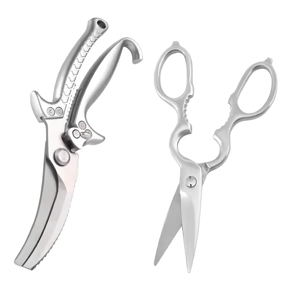 Stainless Steel Kitchen Scissors – BBQ Meat & Bone Cutter Set Kitchen Scissors Set Axl Scissors-2PCS-