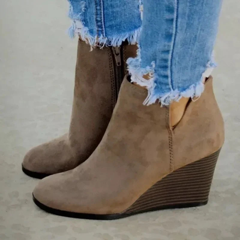 Women's Leopard Chelsea Boots | Wedge Heel Side Zipper Chelsea Ankle Boots Axl
