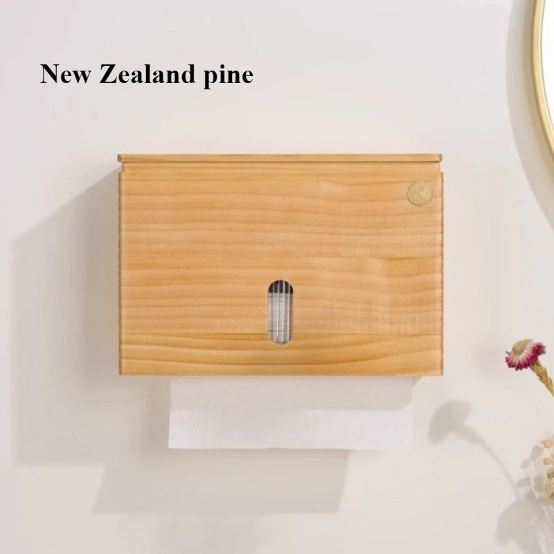 Solid Wood Wall-Mounted Tissue Box – Retro Napkin Holder Tissue Box Holder Axl Natural Wood
