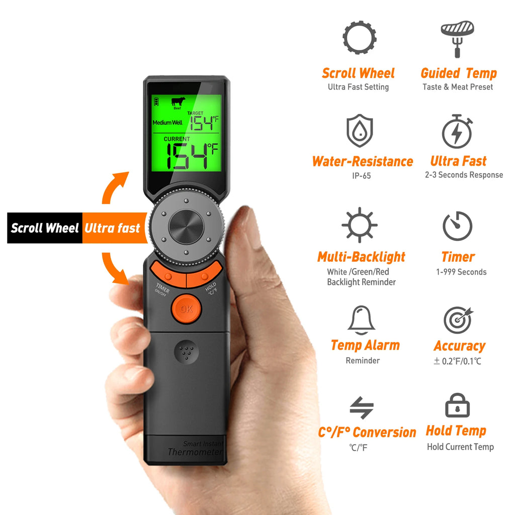 Instant Read Meat Thermometer – LCD Digital BBQ & Kitchen Kitchen Thermometer Axl