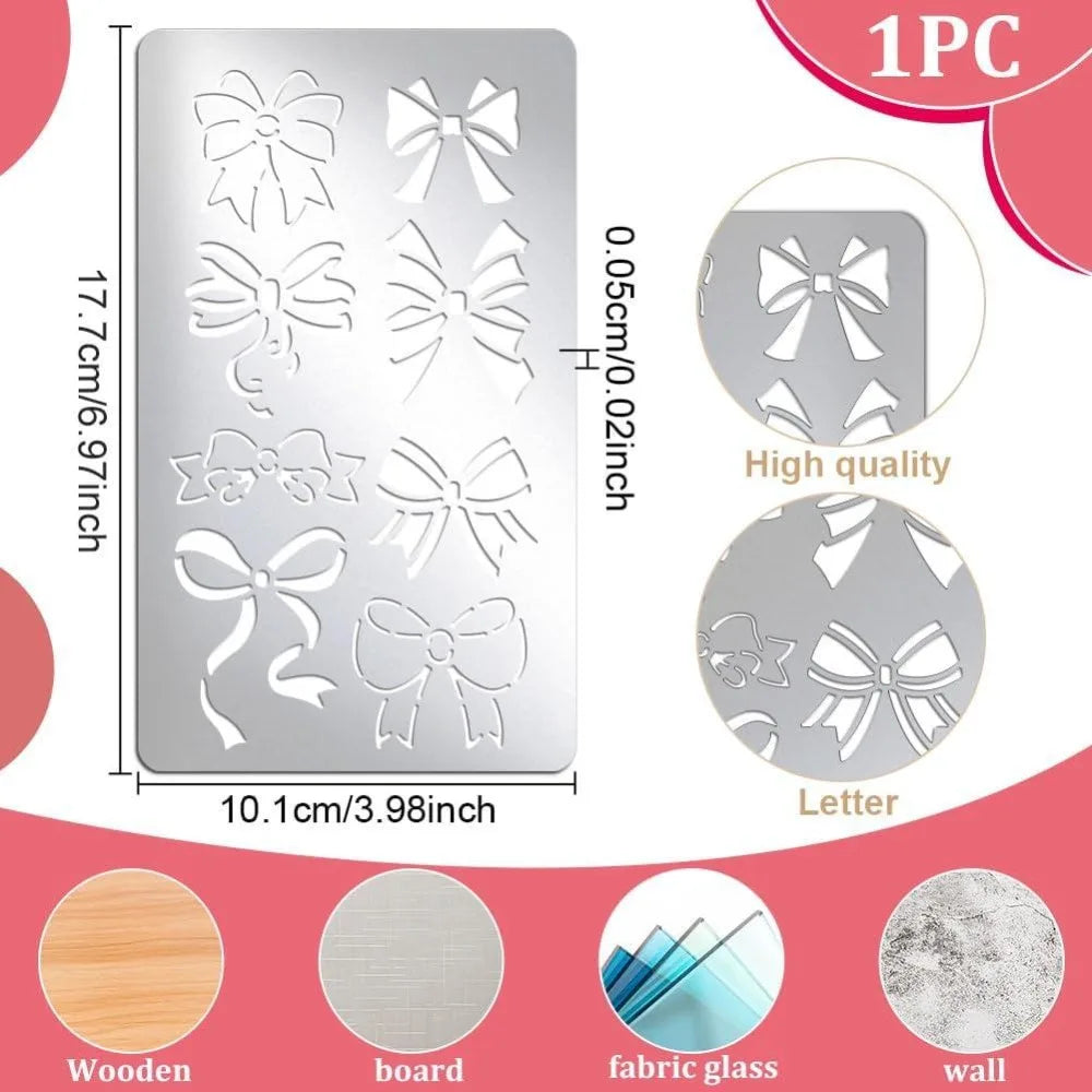 Bows Metal Stencil – Reusable Stainless Steel Craft Template Craft Stencil Template Axl