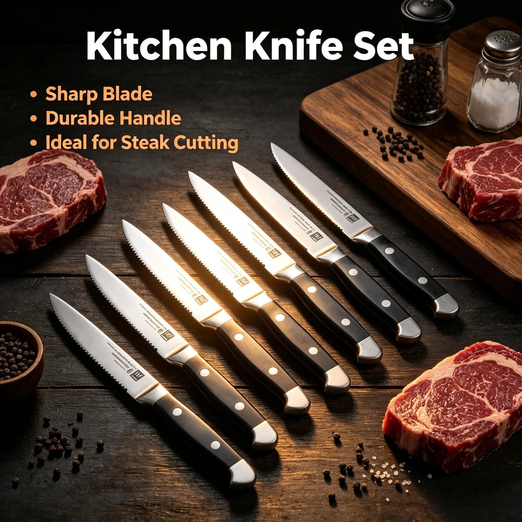 Stainless Steel Steak Knife & Fork Set – 4, 6 or 8 Piece Steak Cutlery Set Axl