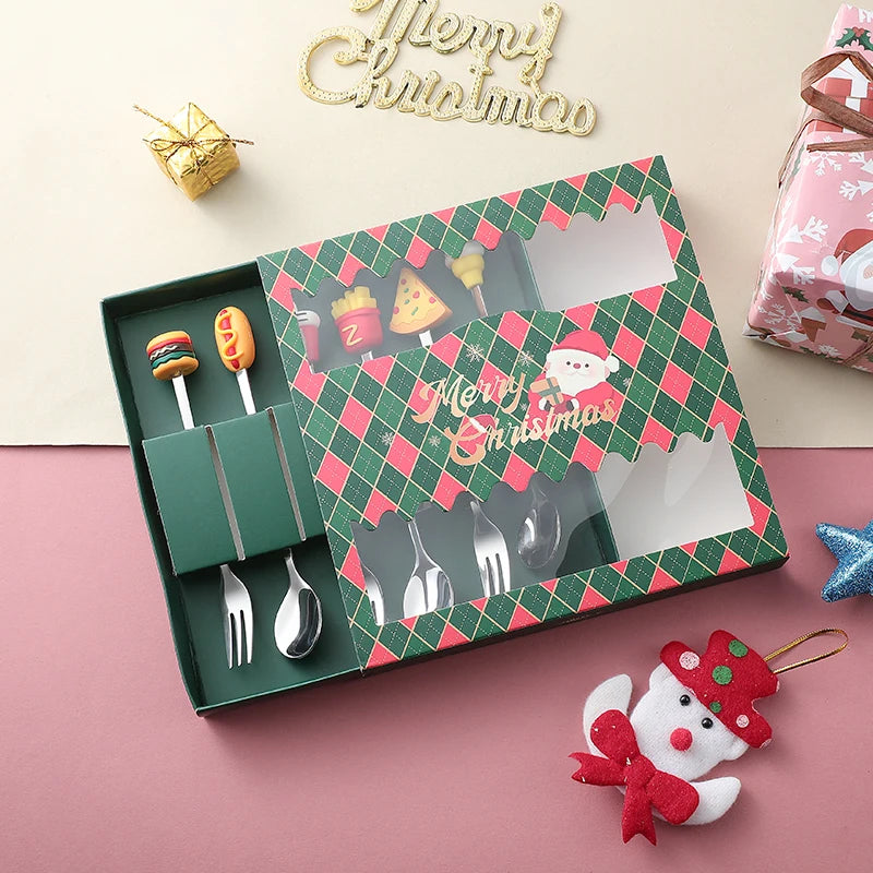 Christmas Stainless Steel Cutlery Set – Cartoon Knife Fork Spoon Holiday Cutlery Set Axl 6pcs